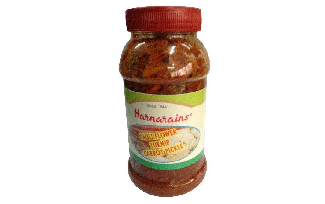 Harnarains Cauliflower Turnip Carrot Pickle   Plastic Jar  900 grams